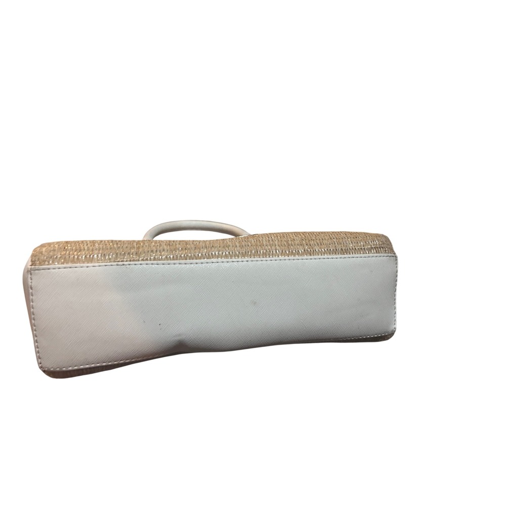 Liz Claiborne Straw Satchel Handbag Womens Medium Tan Cream Excellent Woven Boho - Picture 10 of 12